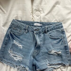 Rue21 Distressed Light Blue Jean Shorts